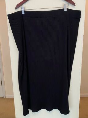Old Navy Black High Waisted Ribbed Midi Skirt Womens Plus 3x Pull On Elastic